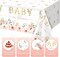 Baby in Bloom Disposable Plastic Tablecloth 3pcs Pink Watercolor Floral Baby Shower Table Cover Spring Party Supples and Decorations for Baby Girls